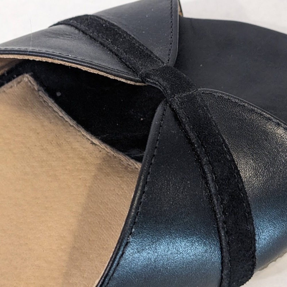 Shapen Poppy Black Leather Barefoot Sandals Women 42 Minimalist Ankle Strap Flat - Picture 10 of 13